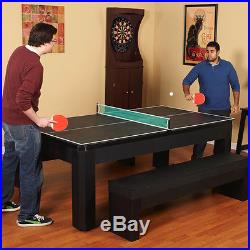 Park Avenue 7' Combo Dining Pool Table with Table Tennis & Benches Carmelli Black
