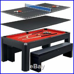 Park Avenue 7-ft Pool Table Combo Set with Benches Red