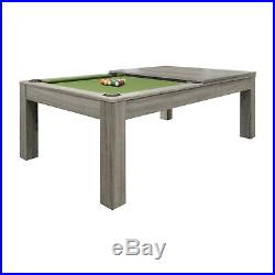 Penelope Silver Mist Pool Table 7' with Dining Top & 2 Matching Benches FREE SHIP