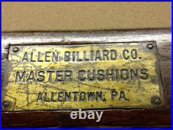 Pool / Billiards Antique 9ft. Table 1940's. Allen Billiards Company