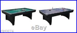 Pool Ping Pong Table Top Tennis Combo 6 Billiard Stick Cue Paddle Net FL Racket
