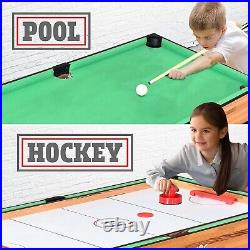 Pool Table 4-in-1 Multi-Game 54 In. Billiards Hockey Tennis Foosball Game Room