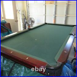 Pool Table 8 Foot Cherry Wood with Balls and Cue Stick Excellent Seldom Used