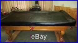 Pool Table 8ft Oak Claw foot Connelly includes Balls, Cues, matching Standing Rack