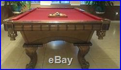 Pool Table Billiard Billiards Cues Balls Red Top Wood Triangle tables Burgundy