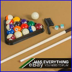 Pool Table Billiard Classic 87 Set Cues Balls Chalk Triangle Tan Cloth Cue Game