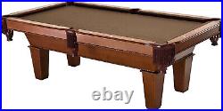 Pool Table Billiard Pockets Oak Finish Bronze Colored Cloth Surface with Rack
