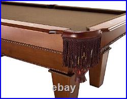 Pool Table Billiard Pockets Oak Finish Bronze Colored Cloth Surface with Rack