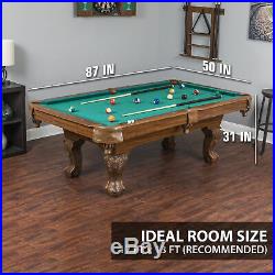Pool Table Billiards 7.25 Foot Felt Cloth Classic Rustic Look Cue Ball 87 in