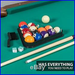 Pool Table Billiards 7.25 Foot Felt Cloth Dining Room Balls Game Cues Dorm 87 In