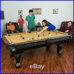 Pool Table Billiards 7.25 Foot Felt EastPoint Balls Cue Game Room Dorm Tan Cloth