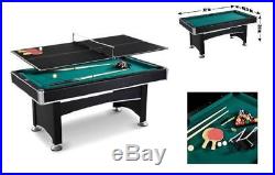 Pool Table Game Room 72-Inch Billiard Balls Cues With Table Tennis Top Accessories