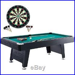 Pool Table Game Room 84-inch Billiard Balls Cues Table With Bonus Dartboard Set