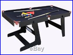 Pool Table Set for Kids Black Portable Folding Adults Foldable Indoor 6 Ft NEW