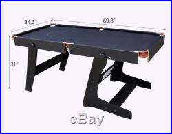 Pool Table Set for Kids Black Portable Folding Adults Foldable Indoor 6 Ft NEW