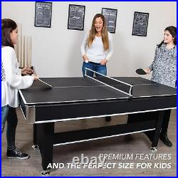 Pool Table With Table Tennis Conversion Top 6-ft Black Finish with Accessories