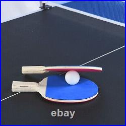 Pool Table with Table Tennis Top Black with Blue Felt 6-ft