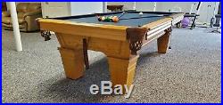 Pool table, solid oak with slate top 54 x 96 includes accessories