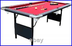 Portable 6' Ft Billiards Pool Table W Balls Cues, Chalk Easy Folding for Storage