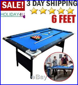 Portable 6 Ft Pool Table with Easy Folding for Storage Balls Cues Chalk Game New