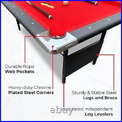 Portable 6-Ft Pool Table with Steel Legs for Storage, Include Balls, Cues, Chalk