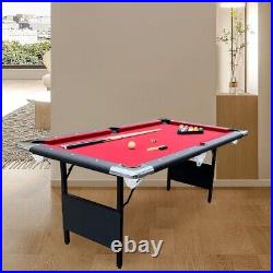 Portable 6-Ft Pool Table with Steel Legs for Storage, Include Balls, Cues, Chalk