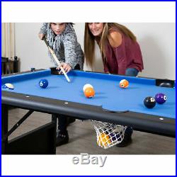 Portable Folding 6Ft Billiard Pool Table Set Balls Cues Chalk Game Room Basement