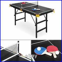 Portable Folding Mini Kids 2-in-1 Ping Pong Billiards Pool Table Set Arcade Game