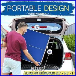 Portable Ping Pong Table Set with Net, Clipper, Post- 6' x 3' Foldable Space Blue