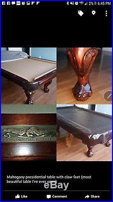 Presidential pool table 8', cover, cues & cue stand, wall table, 2 bar chairs