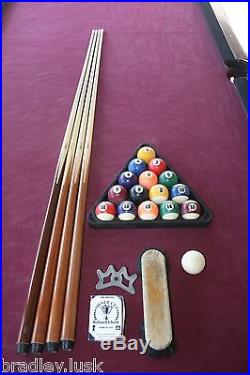 Pro Slate Billiards Table 4'6 x 8' Connelly Red w Pool Balls + Sticks 8 Foot