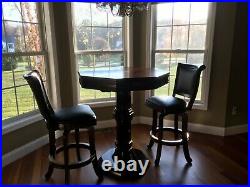 Pub Table with Two Swivel Chairs Dark Cherry Brunswick Centennial Collection