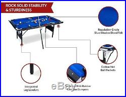 Rack Vega Foldable 6-Foot Billiard/Pool Table, Includes Complete Accessories Set