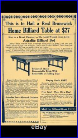 Rare! ANTIQUE 1915 BRUNSWICK BALKE COLLENDER CO. Astralite POOL TABLE Set