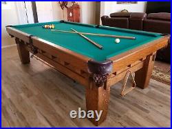 Rare, handcrafted billiards/pool table, 1905 Monarch 9' x 5'