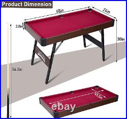 Raychee 48 Folding Pool Table, Portable Billiard Game Tables for Kids and Adult