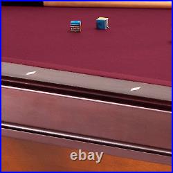 Reno 7.5T Pool Table with Dark Cherry Finish and Wine Colored Cloth, Accuslate