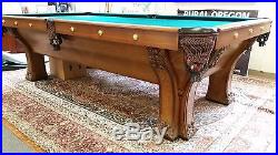 Restored Antique Oak Pool Table - Brunswick, Balke, Collender Co. PFISTER