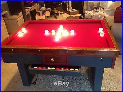 Restored Vintage Lighted Bumper Pool Table Beautiful! Oak Antique Billiard