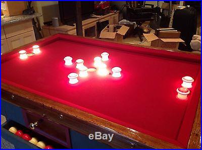 Restored Vintage Lighted Bumper Pool Table Beautiful! Oak Antique Billiard