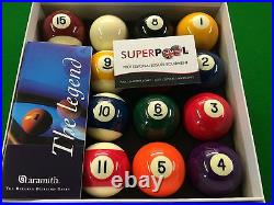 SUPERPOOL ARAMITH 2 Spots and Stripes American Pool Balls with 17/8 Cue Ball