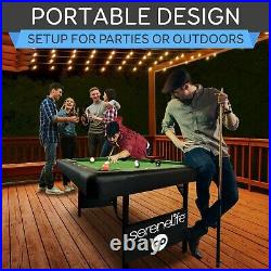 SereneLife 6-Ft Folding Pool Table 76 Inch Foldable Billiard Game Table for