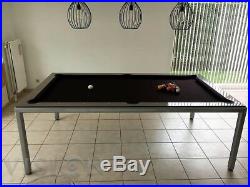 Silver 7' Modern Convertible Pool Billiard Table'Ultra' dining/desk/game table