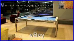 Silver 7' Modern Convertible Pool Billiard Table'Ultra' dining/desk/game table