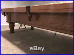 Slate pool table, used, A E Schmidt, solid oak, 5' x 9', new felt