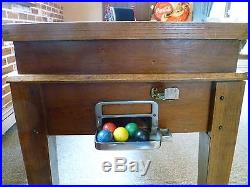 Small Antique Oak Coin-Operated Pool Table