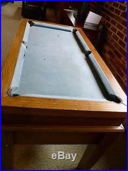 Small Antique Oak Coin-Operated Pool Table