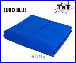 TNT Billiard Pool Table Felt Cloth withTeflon 8' Cut Bed & Rails EURO BLUE