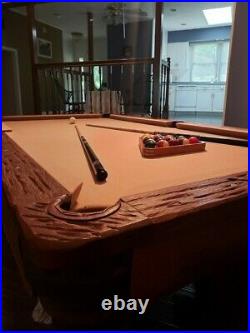 Teak Wood Pool Table, Hand Crafted, Custom, Regulation 8 ft