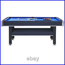 US Ship Brand New 6-ft Pool Table with Table Tennis Top Black with Blue Felt